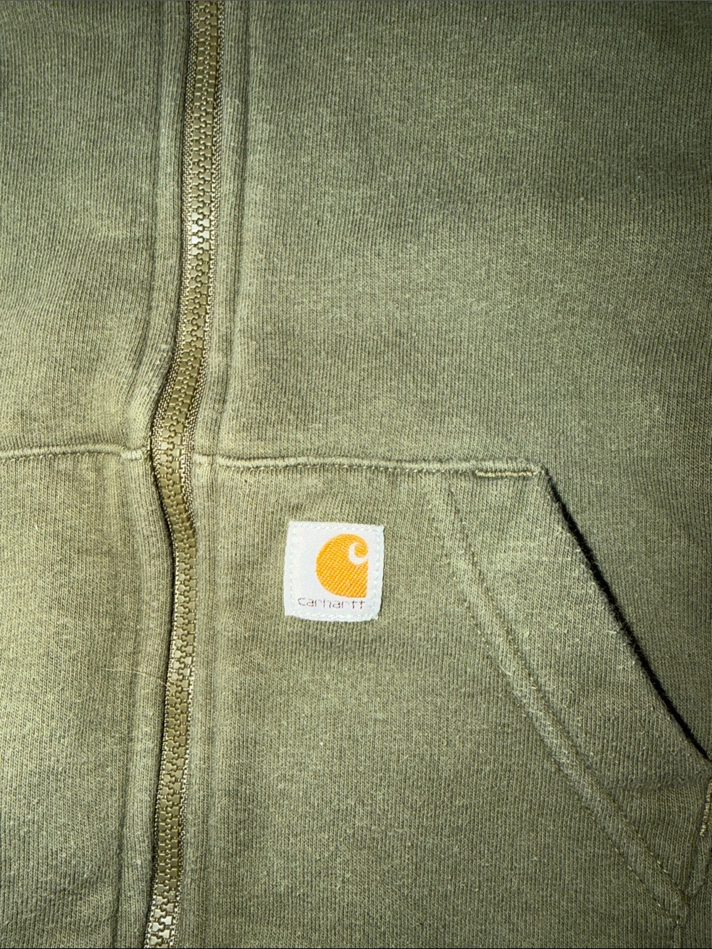 Carhartt Toddler Olive Green Full-Zip Hoodie with Sleeve Logo size 3T - Picture 2 of 5